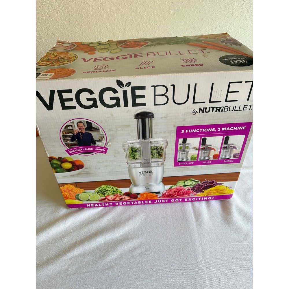 NutriBullet Veggie Bullet VBR-0501 Silver New 3-in-1 Spiralizer Slicer Shredder